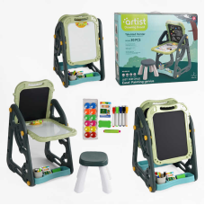 Мольберт 050-30 (10) 2 дошки: для маркерів та крейди, стільчик, приладдя для малювання, в коробці