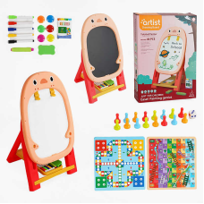 Мольберт 050-36 (18) двосторонній, крейда, маркери, трафарет, 2 настільні гри, в коробці
