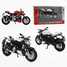 Мотоцикл BG 12-854 (48/2) “Мото Експерт“, 2  кольори, металопластик,   масштаб 1:12, прогумовані колеса, підсвічування, звук, амортизація, платформа, в коробці
