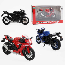 Мотоцикл BG 26-702 (48/2) “Мото Експерт“, 3 кольори, металопластик,  масштаб 1:12, прогумовані колеса, підсвічування, звук, амортизація, платформа, в коробці, ВИДАЄТЬСЯ ТІЛЬКИ МІКС ВИДІВ
