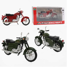 Мотоцикл BG 30-902 (48/2) “Мото Експерт“, 2 кольори, металопластик, масштаб 1:12, прогумовані колеса, підсвічування, звук, амортизація, платформа,   в коробці