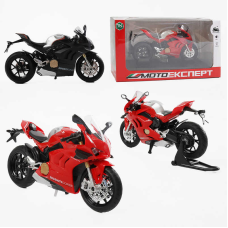 Мотоцикл BG 32-120 (48/2) “Мото Експерт“, 2 кольори, металопластик, масштаб 1:12, прогумовані колеса, підсвічування, звук, амортизація, платформа, в коробці