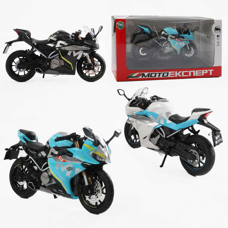 Мотоцикл BG 36-480 (48/2) “Мото Експерт“, 3 кольори, металопластик,  масштаб 1:12, прогумовані колеса, підсвічування, звук, амортизація, платформа, в коробці, ВИДАЄТЬСЯ ТІЛЬКИ МІКС ВИДІВ