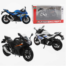 Мотоцикл BG 69-325 (48/2) “Мото Експерт“, 3 кольори, металопластик, масштаб 1:12, прогумовані колеса, підсвічування, звук, амортизація, платформа, в коробці, ВИДАЄТЬСЯ ТІЛЬКИ МІКС ВИДІВ