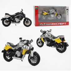 Мотоцикл BG 84-755 (48/2) “Мото Експерт“, 2 кольори, металопластик, масштаб 1:12, прогумовані колеса, підсвічування, звук, амортизація, платформа,  в коробці