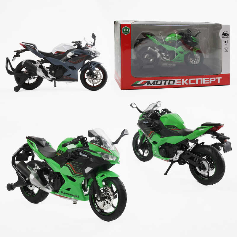 Мотоцикл BG 90-501 (48/2) “Мото Експерт“, 2 кольори, металопластик, масштаб 1:12, прогумовані колеса, підсвічування, звук, амортизація, платформа,  в коробці, ВИДАЄТЬСЯ ТІЛЬКИ МІКС ВИДІВ