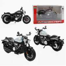 Мотоцикл BG 92-025 (48/2) “Мото Експерт“, 2 кольори, металопластик, масштаб 1:12, прогумовані колеса, підсвічування, звук, амортизація, платформа, в коробці