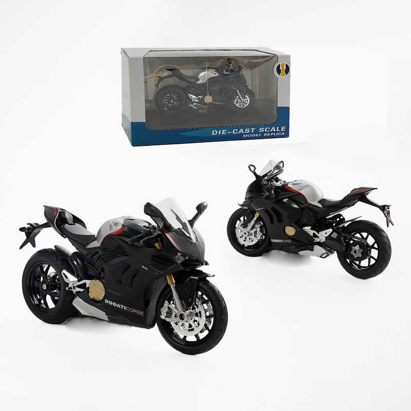 Мотоцикл металопластиковий M 12-8 B (48/2) звуки, підсвічування, гумові шини, рухливі елементи, підставка, в коробці