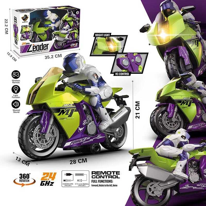 Мотоцикл на радіокеруванні K 11 (24) акумулятор 3.7 V, пульт 2.4 GHz, підсвічування, звук,  в коробці