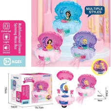 Музична іграшка QF 07-10 (72/2) “Мушля”, 3 види, фігурка героя, підсвічування, музика, катається, обертається, на батарейках, в коробці, ВИДАЄТЬСЯ ТІЛЬКИ МІКС ВИДІВ