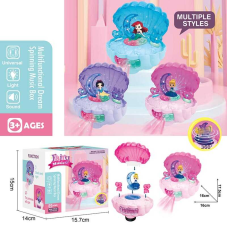 Музична іграшка QF 07-9 (72/2)  “Мушля”, 3 види, фігурка героя, підсвічування, музика, катається, обертається, на батарейках, в коробці, ВИДАЄТЬСЯ ТІЛЬКИ МІКС ВИДІВ