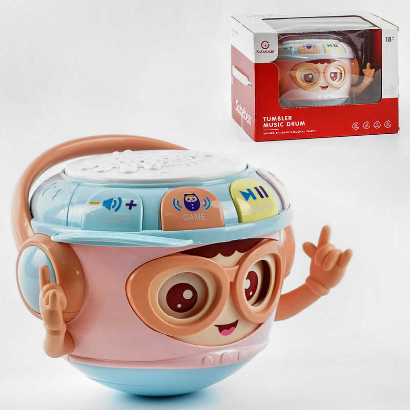 Музична іграшка YL 613 (18) РОЖЕВА, звук, підсвічування, проєктор, нелягайко, в коробці