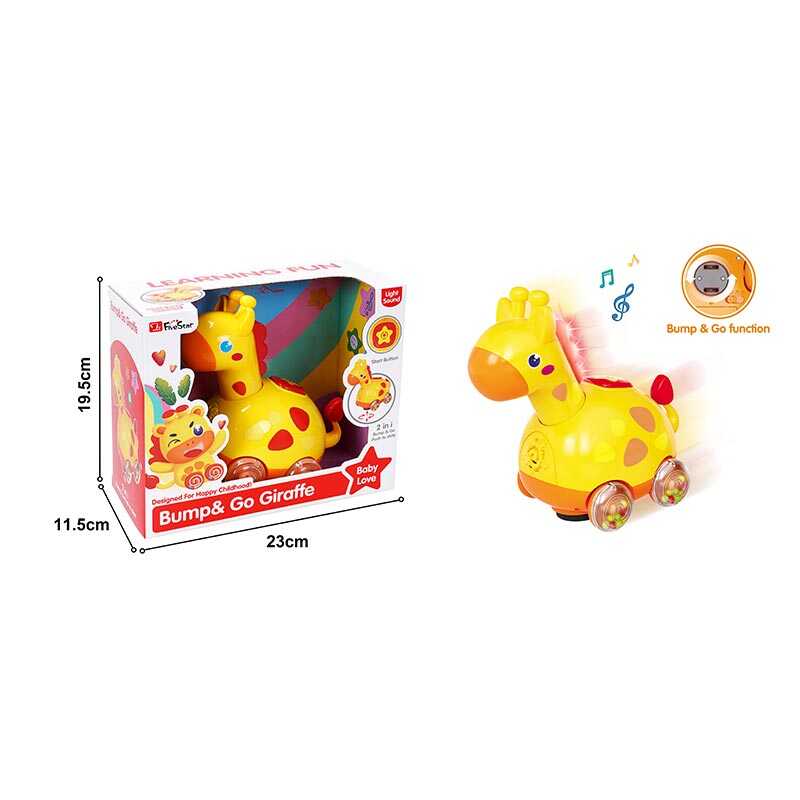 Музична жирафа 35395 B (36/2) підсвічування, мелодії, пісні англійською мовою, колесо вільного ходу, брязкання, рухає головою та хвостом, в коробці