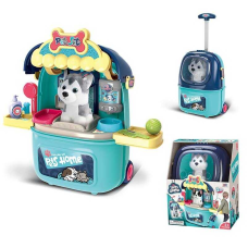 Валіза з улюбленцем 008-987-3 (9) “Грумінг салон”, м’яка іграшка, аксесуари, полички, приладдя, висувна ручка валізи, в коробці