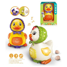 Музична пташка M 06 A (48) 2 кольори, підсвічування, пісні англійською, несе яйця, колесо вільного руху, від батарейок, в коробці