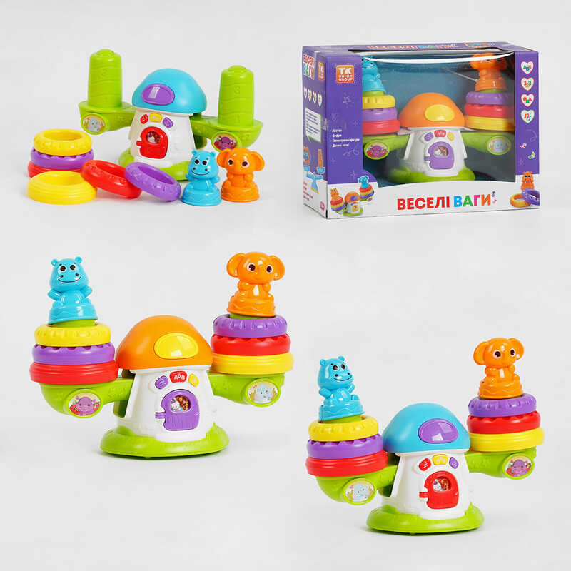 Музична розвиваюча іграшка “Веселі ваги“ 81487 (36) “TK Group“, ОЗВУЧУВАННЯ УКРАЇНСЬКОЮ МОВОЮ, абетка, цифри, дитячі пісні, підсвічування, в коробці