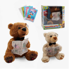 Ведмедик казкар 31515 (16/2) 2 види, “WToys“, ОЗВУЧУВАННЯ УКРАЇНСЬКОЮ МОВОЮ, 15 аудіоказок, 5 карток із казками, скоромовки та звукові ефекти, рухливий ротик, кнопки на лапках, в коробці