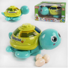 Музична черепашка 11624 (48/2) “TK Group“, ОЗВУЧУВАННЯ УКРАЇНСЬКОЮ МОВОЮ, дитяча пісня, світлові ефекти, відкладає яйця, колесо вільного ходу, в коробці