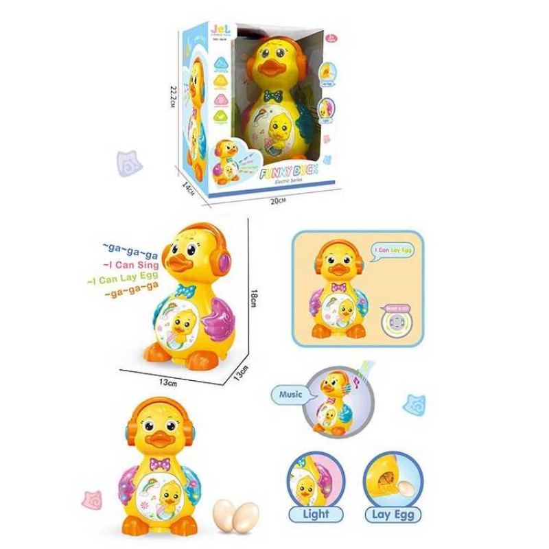 Музичне каченя 0619 (40/2) підсвічування, пісенька англійською, колесо вільного ходу, несе яйця, в коробці