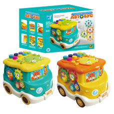 Музичний Автобус 49202 (60/2) “WToys“, 2 кольори, ОЗВУЧУВАННЯ УКРАЇНСЬКОЮ МОВОЮ, 5 казок, 10 пісень, 10 скоромовок, 10 загадок, підсвічування, лабіринти, барабан, каталка, в коробці