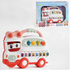 Музичний автобус 91780-3 (72) “TK Group“, ОЗВУЧУВАННЯ УКРАЇНСЬКОЮ МОВОЮ, білий колір, 4 режими, 4 мелодії, звук, світо, в коробці