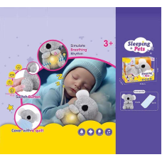 Інтерактивна іграшка 933-186 E (18) “Коала“, “Сплюшка“, висота 27 см, для сну, дихає, підсвітка, мелодія, звук серцебиття, в коробці
