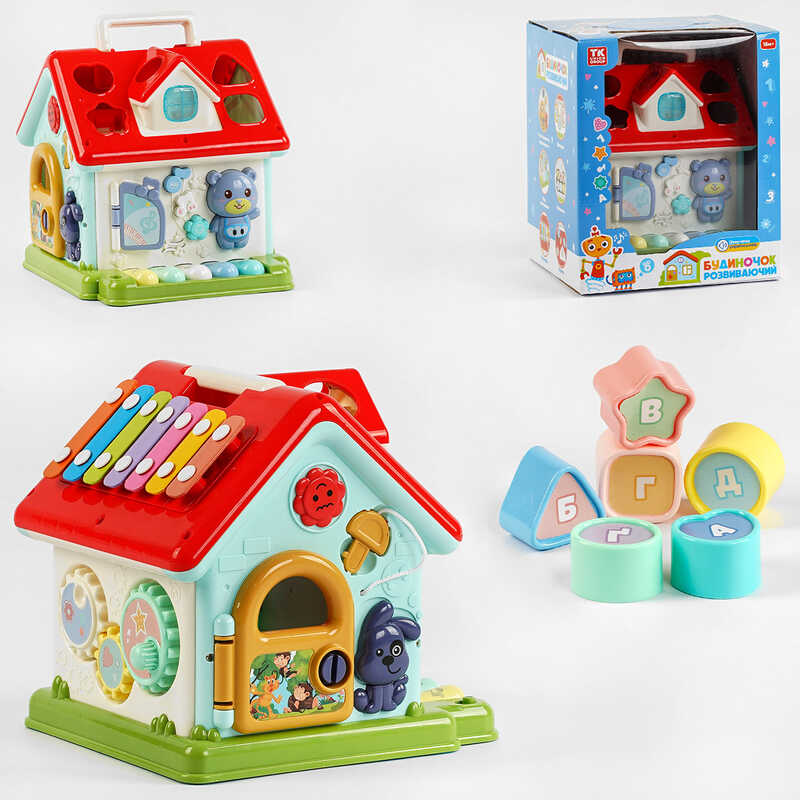 Музичний будиночок 49682 (8) “TK Group“, ОЗВУЧУВАННЯ УКРАЇНСЬКОЮ МОВОЮ, сортер, алфавіт, пісні, цифри, ксилофон, шестерні, в коробці