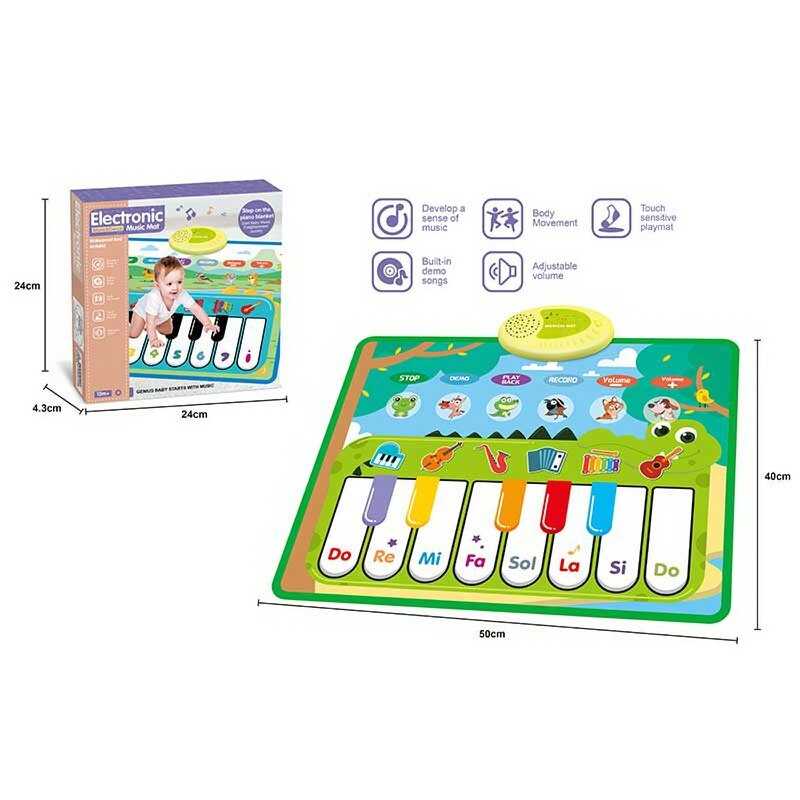 Музичний килимок MTK 035-4 A (72/2) 50 х 3 х 40 см, на батарейках, музичні інструменти, звуки тварин, запис, режим пам“яті, музика, в коробці