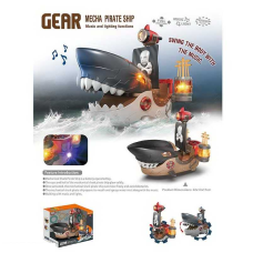 Музичний корабель SA 3 A (48) на батарейках, звук, підсвітка, рухається, відкривається рот, в коробці