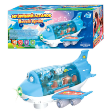 Музичний літачок “Веселі крила” 93392 (60) “WToys“, ОЗВУЧУВАННЯ УКРАЇНСЬКОЮ МОВОЮ, звук, підсвічування, колесо вільного ходу, пісня, рухома фігурка, розкладний корпус, в коробці