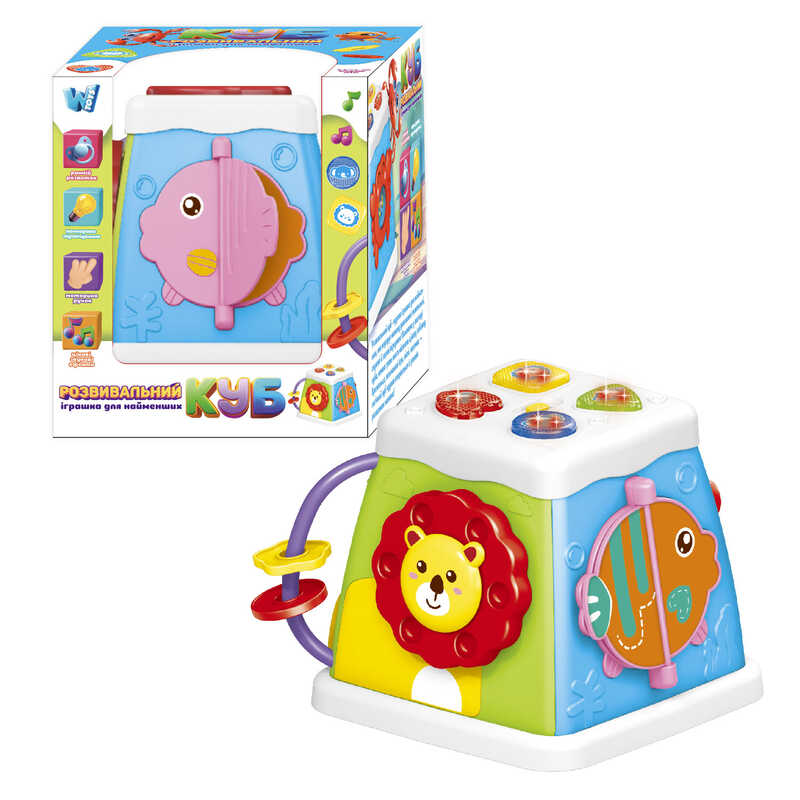 Музичний мультибокс 38955 (72/2) “WToys“, ОЗВУЧУВАННЯ УКРАЇНСЬКОЮ МОВОЮ, пісеньки, казки, назви тварин, цікаві історії, підсвічування, пальчикові ігри, брязкальце, тріскачка, в коробці