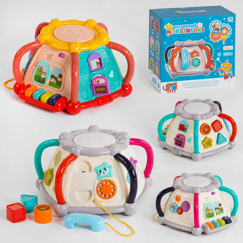 Музичний мультибокс 96338 (18) “TK Group“, ОЗВУЧУВАННЯ УКРАЇНСЬКОЮ МОВОЮ, 2 кольори, 4 пісні, 4 казки, мелодії, сортер, музичний барабан, в коробці