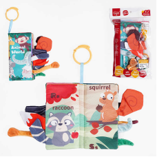 М’яка книжка 368-1 D (192) “Тваринки”, пискавка, шарудить, кільце для підвішування, в пакеті