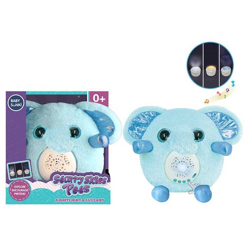 Нічник 1973-1 (24) “Слоник”, звуки, мелодії, серцебиття, підсвічування, проєктор, 3 змінні диски для проєктора, в коробці