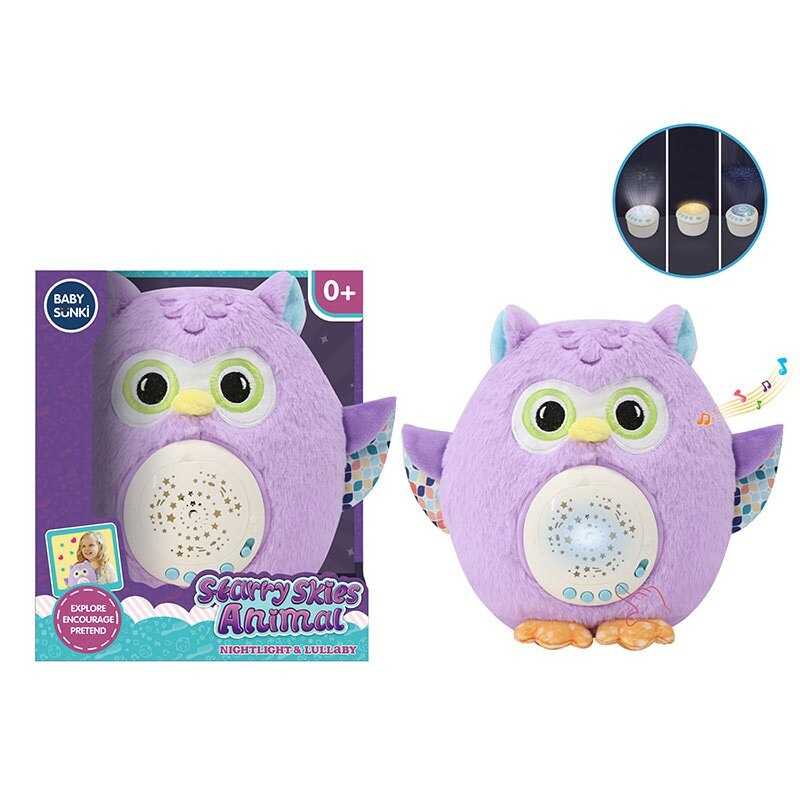 Нічник 1986-2 (24) “Сова”, звуки, мелодії, серцебиття, підсвічування, проєктор, 3 змінні диски для проєктора, в коробці