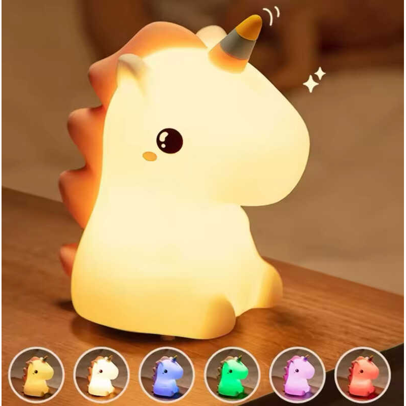 Нічник C 71559 (60) “Одноріг”, розмір - 7х8х15 см, 5 кольорів підсвічування,  USB - кабель