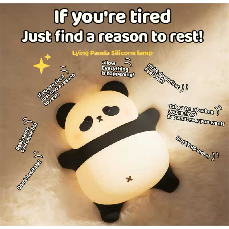 Нічник C 71560 (48) “Панда”, розмір - 14х13х6.5 см, матеріал — силікон; 3 режими інтенсивності підсвічування, таймер, USB - кабель, в коробці