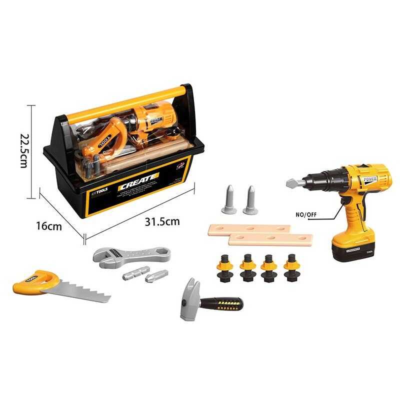 Набір інструментів 0223-22 (24/2) 15 елементів, шурупокрут на батарейках, ящик для інструментів, тренувальні бруски, в коробці