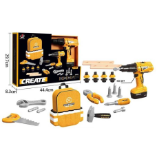 Набір інструментів 0223-25 (20/2) 24 елементи, шурупокрут на батарейках, рюкзак для інструментів, тренувальні бруски, в коробці