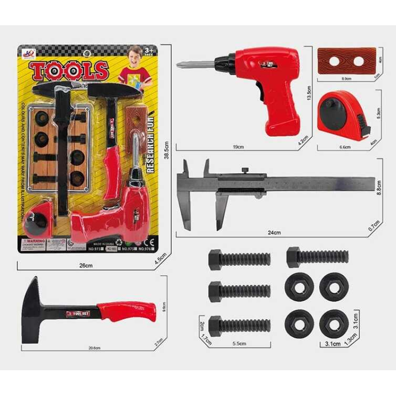 Набір інструментів 1053 (72/2) дриль, молоток, штангенциркуль, рулетка, на листі