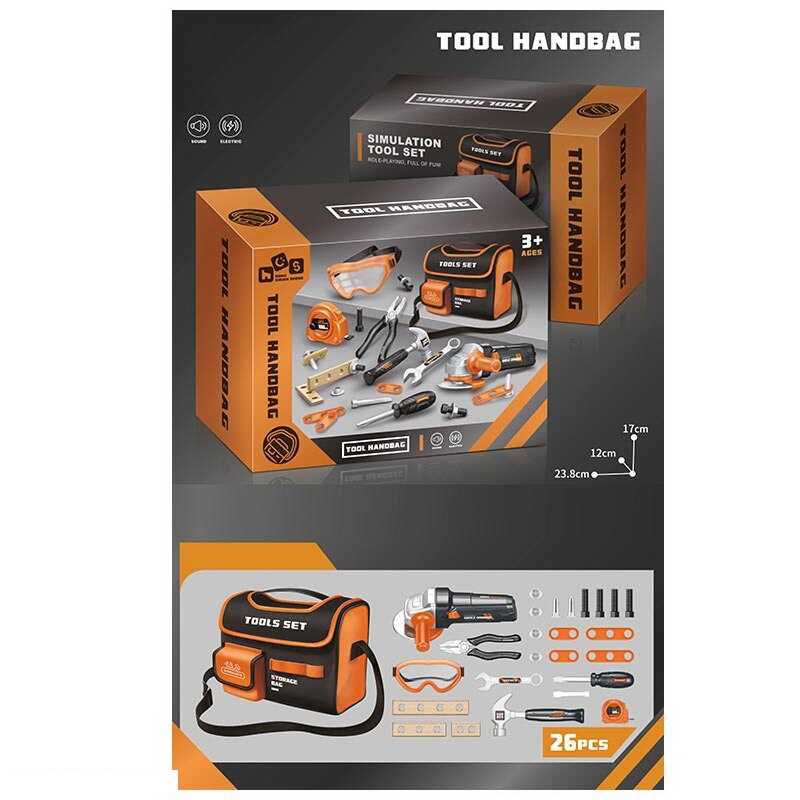 Набір інструментів 778-75 (48/2) 26 елементів, болгарка на батарейках, молоток, гайковий ключ, викрутка, окуляри, сумка, в коробці Набір інструментів 778-75 (48/2) 26 елементів, болгарка на батарейках, молоток, гайковий ключ, викрутка, окуляри, сумка, в коробці