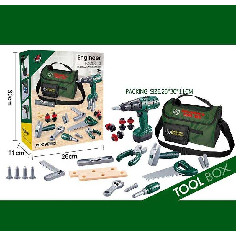 Набір інструментів G 237 (20/2) 27 елементів, шурупокрут на батарейках, сумка для інструментів, тренувальні бруски, в коробці