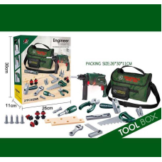 Набір інструментів G 238 (20/2) 27 елементів, підсвічування, дриль на батарейках, сумка для інструментів, тренувальні бруски, в коробці