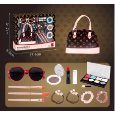Набір аксесуарів A 4 (36/2) помада, рум“яна, тіні для повік, пензлі для макіяжу, помада, резинки для волосся, сумка, окуляри, в коробці
