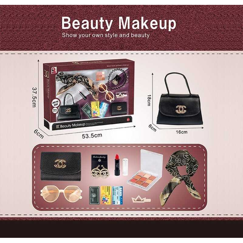 Набір аксесуарів S 2 (24) сумочка, хустинка, окуляри, палетка тіней, гаманець, обруч для волосся, помада, сережки, заколка, в коробці