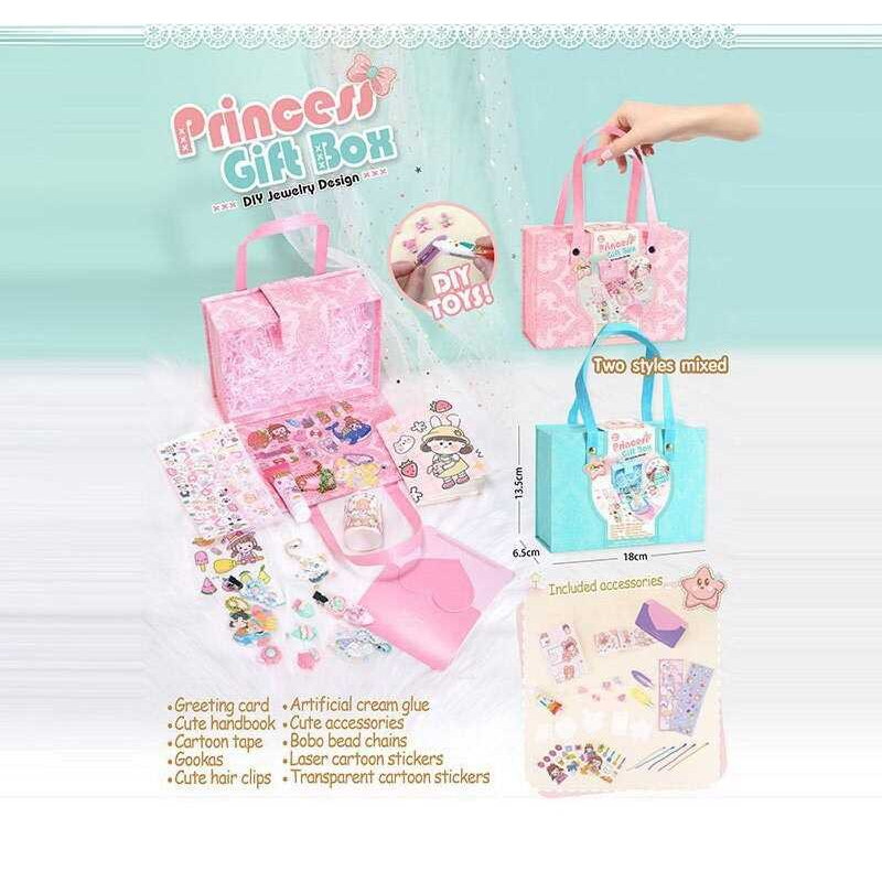 Набір аксесуарів ZD 112 (60/2) 2 види, конверт, шпильки, наліпки, ланцюжки, в боксі