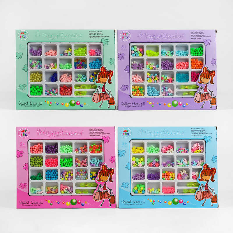 Набір бісеру 7108 Е1/Е2/Е3/Е4 (60/2) 4 види, 18 видів намистин, леска, у коробці, ВИДАЄТЬСЯ ТІЛЬКИ МІКС ВИДІВ