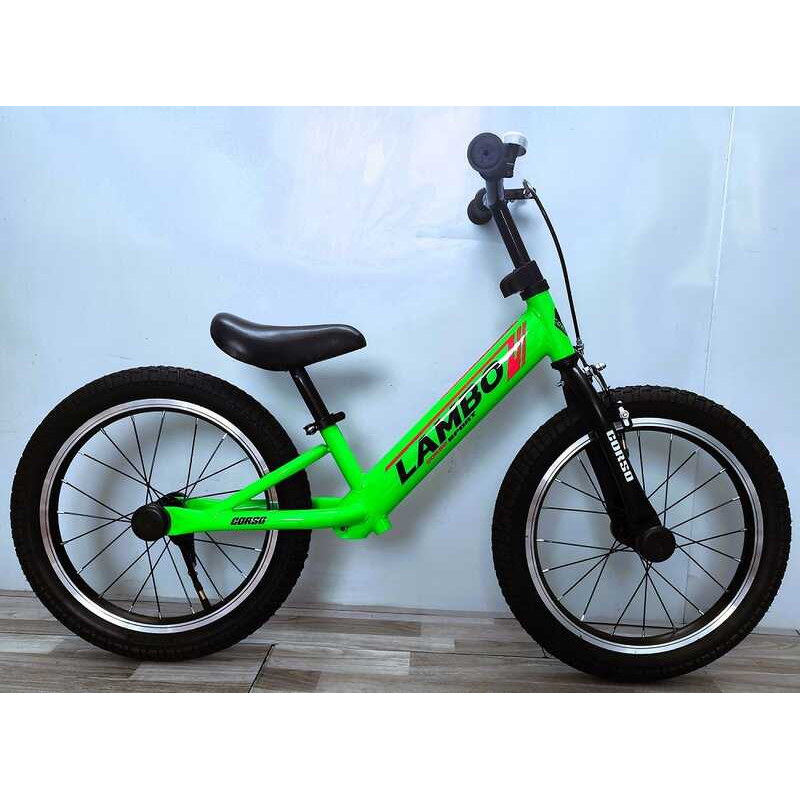 Велобіг “CORSO LAMBO“ LB-16599 (1) сталева рама, ручне гальмо, колеса надувні резинові 16’’, алюмінієві обода, підніжка, дзвоник