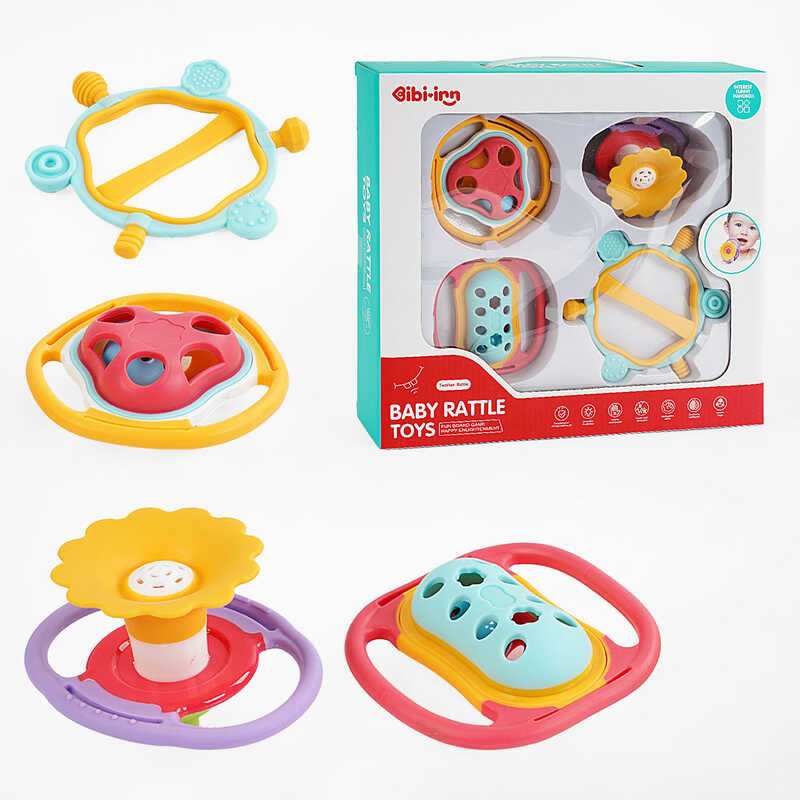 Набір брязкалець 698-92 (36/2) 4 штуки, пискавка, прорізувач, в коробці