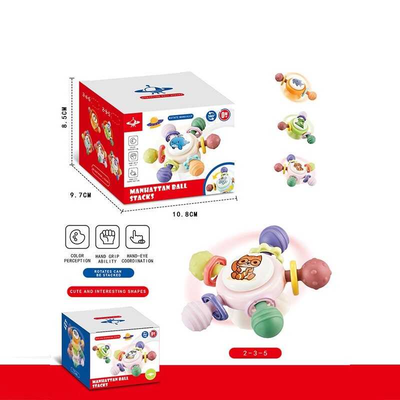 Брязкальце-спіннер 8235 E (200/2) 3 брязкальця, гумові прорізувачі, присоски, в коробці